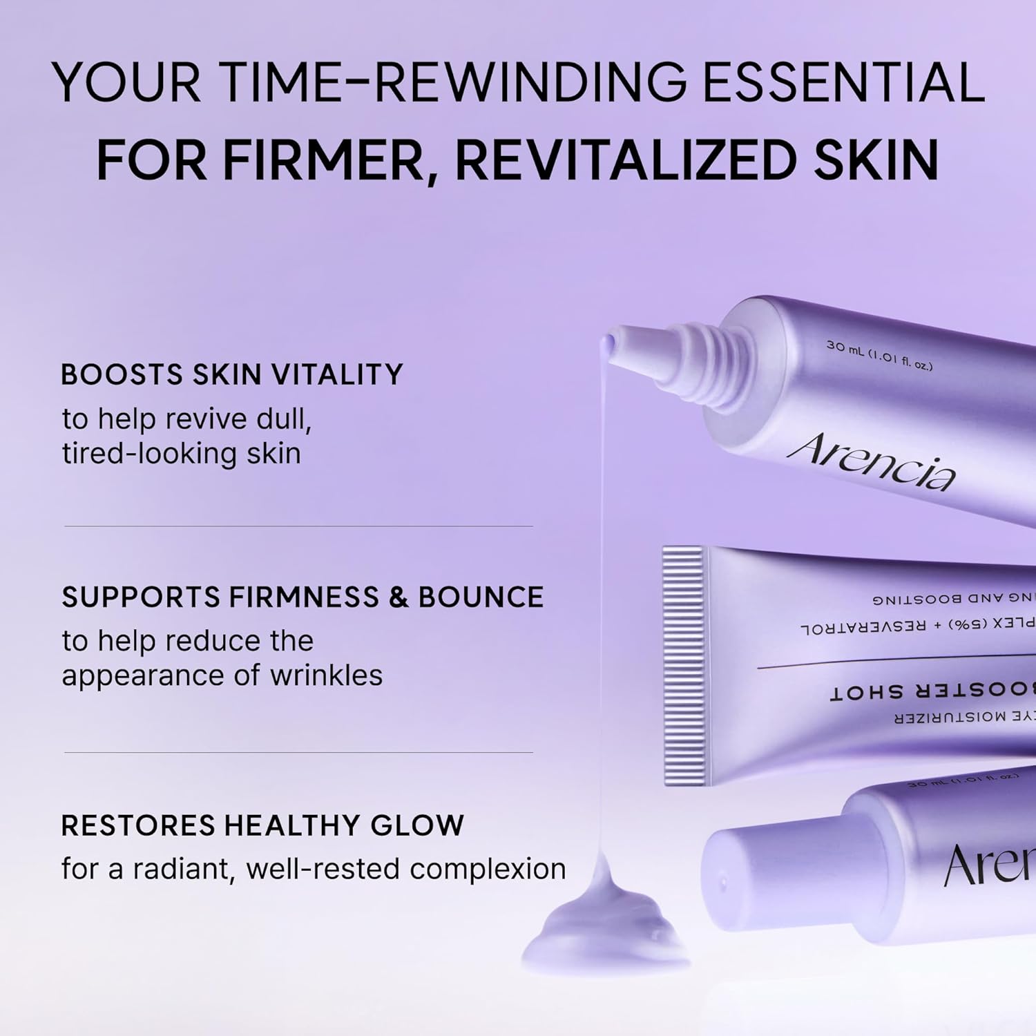 Arencia - NAD+ Time-Rewind Booster Shot, Firming & Revitalizing Serum with 5% NAD+ Complex, Peptides & Resveratrol