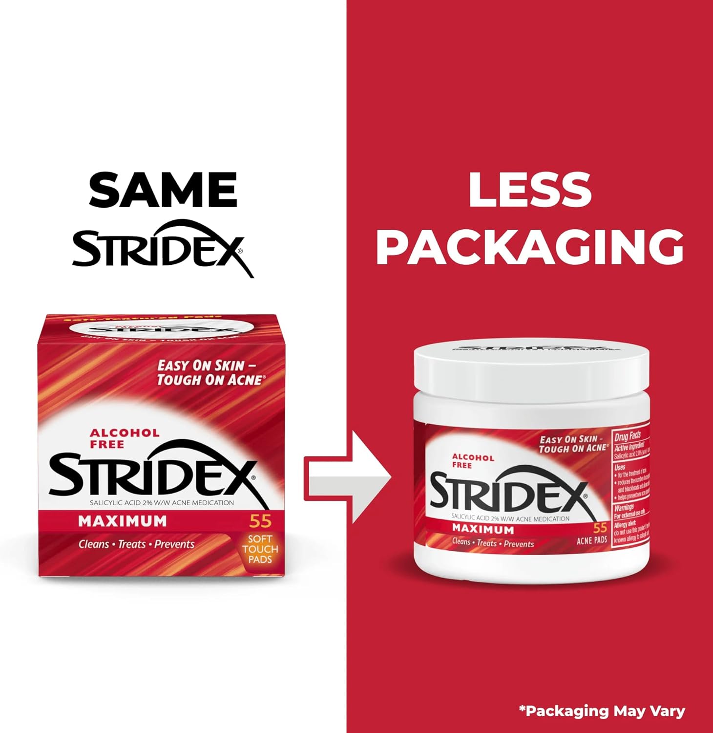 Stridex pads maximum alcohol free for acne treatment – 55 Soft Touch Pads