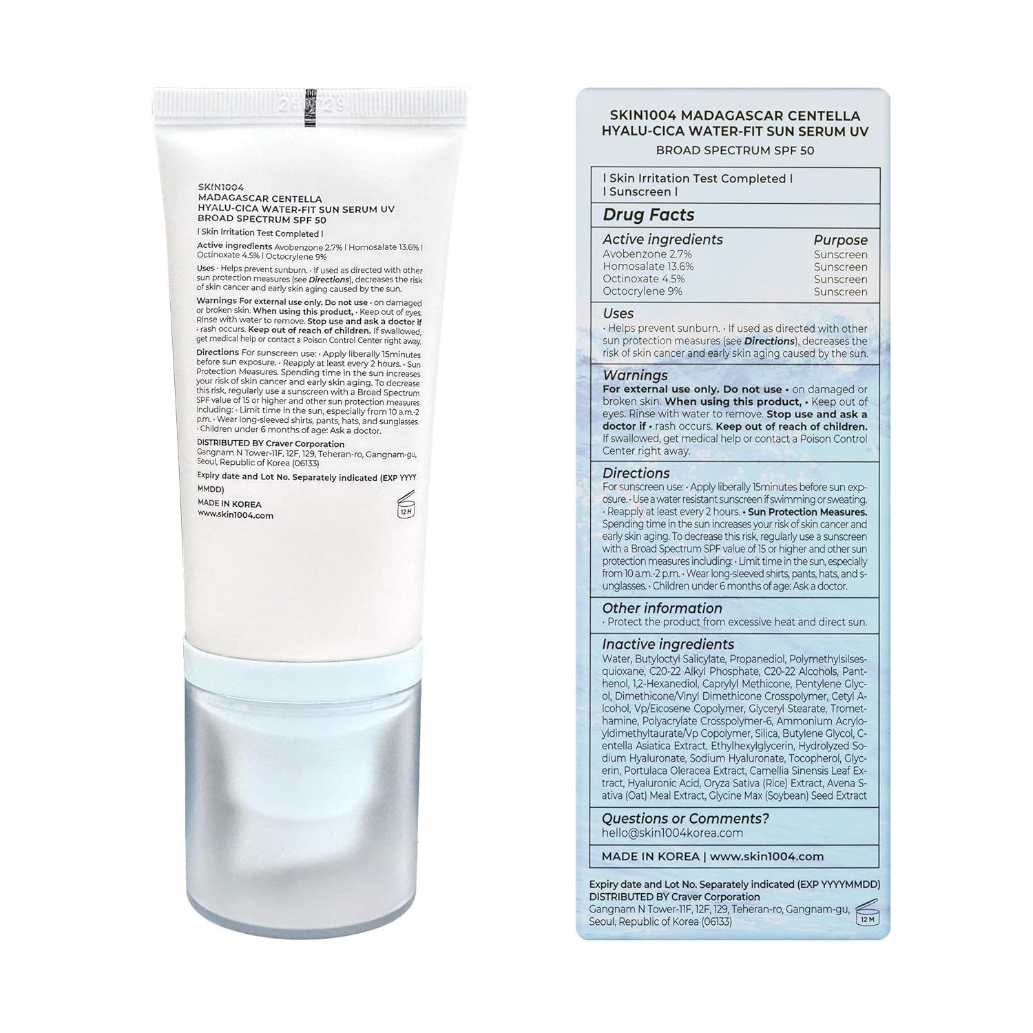 SKIN1004 - Madagascar Centella Hyalu-Cica Water-Fit Sun Serum 15ml
