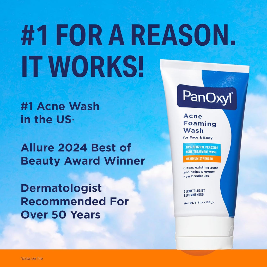 PanOxyl - Acne Foaming Wash Benzoyl Peroxide 10% Maximum Strength