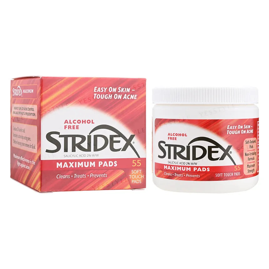 Stridex pads maximum alcohol free for acne treatment â€“ 55 Soft Touch Pads