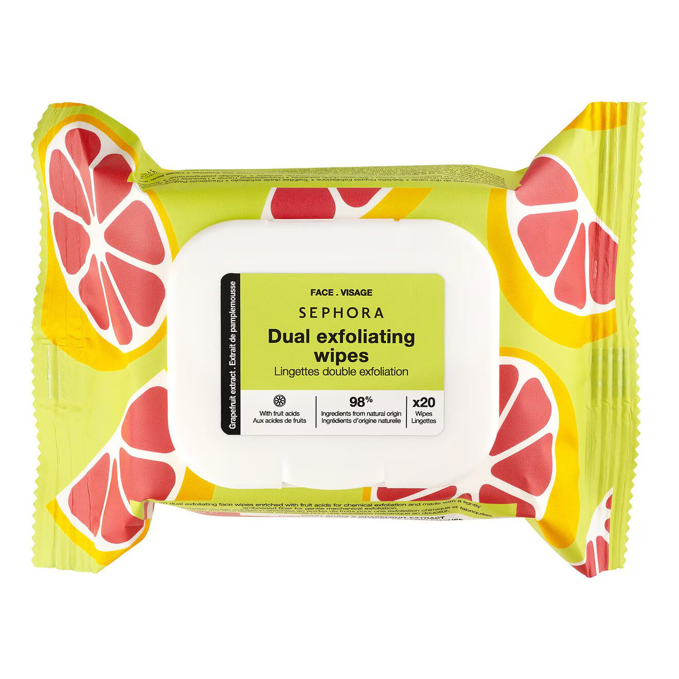Sephora Dual Exfoliating Wipes - Grapefruit Extract + Fruit Acids